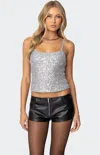 Edikted Celene Sequin Tank Top In Silver