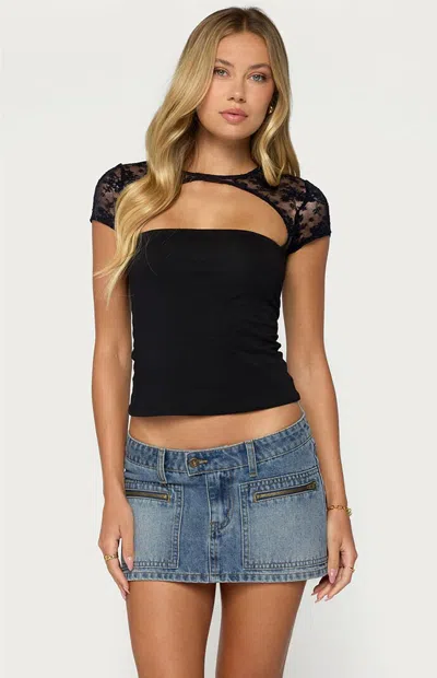 Edikted Celesh Lacey Cutout Top In Black