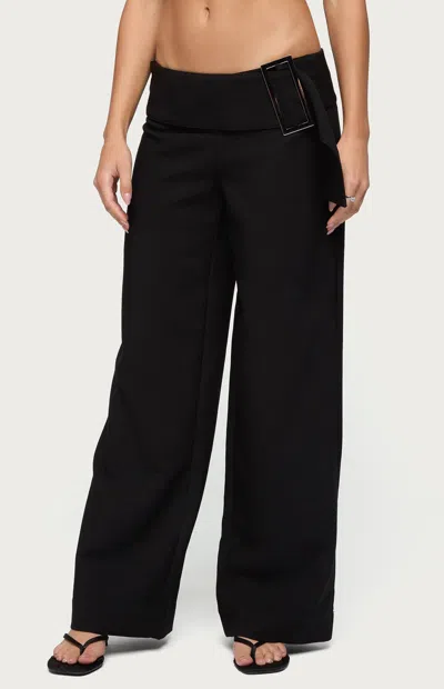 Edikted Cerise Buckle Low Rise Baggy Pants In Black