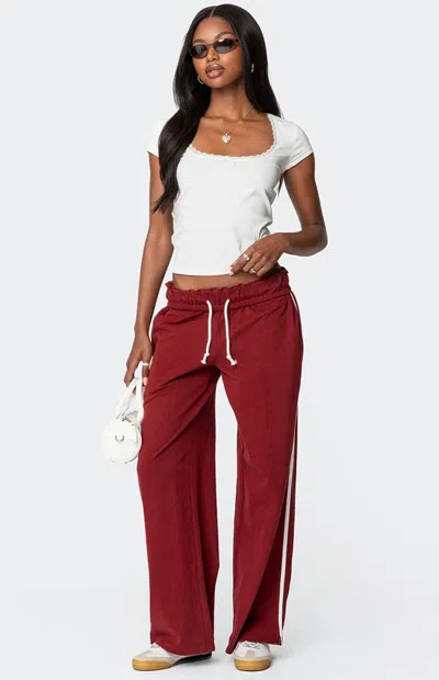 Edikted Women's Chance Fold Over Sweatpants In Burgundy