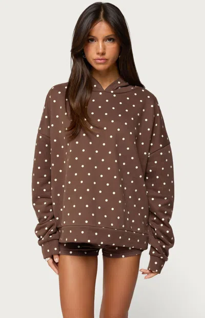 Edikted Chelsie Polka Dot Hoodie In Brown