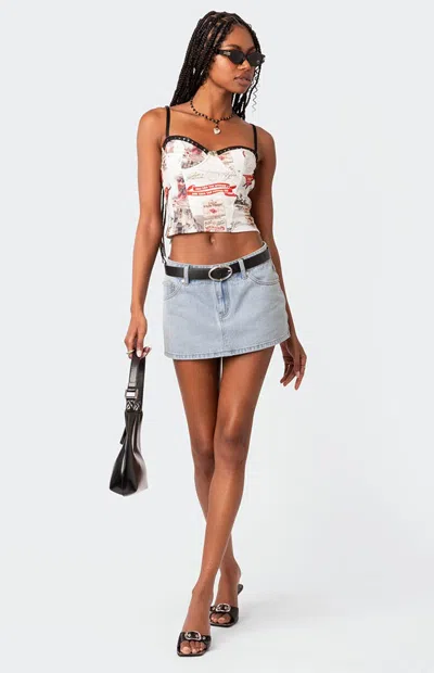 Edikted Women's Chiara Denim Micro Skirt In Light Blue In Brown