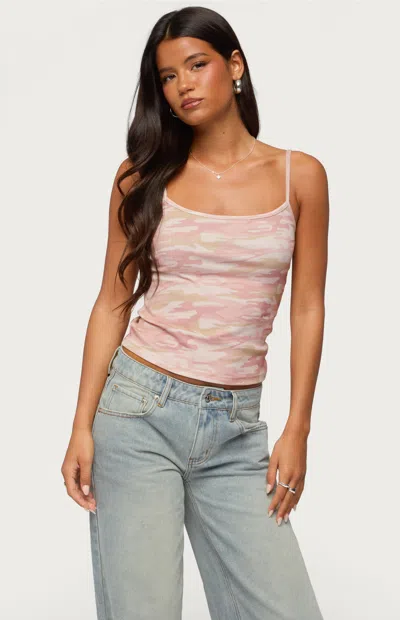 Edikted Women's Ciellah Camo Tank Top In Light Pink