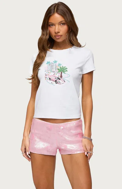 Edikted City Angel Beaded Baby Tee In White