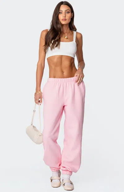 EDIKTED WOMEN'S CLARK OVERSIZED SWEATPANTS IN LIGHT PINK