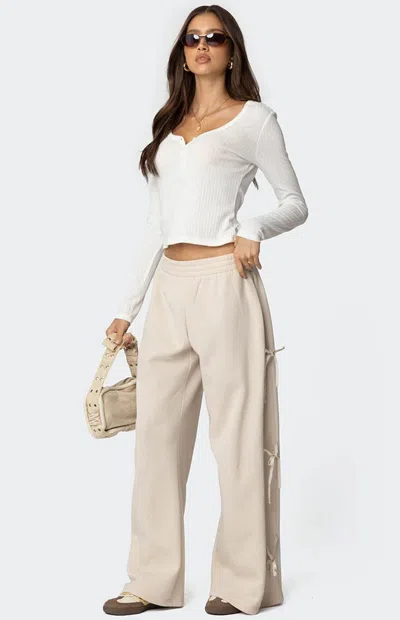 Edikted Women's Claudette Baggy Ribbon Sweatpants In Cream In Neutral