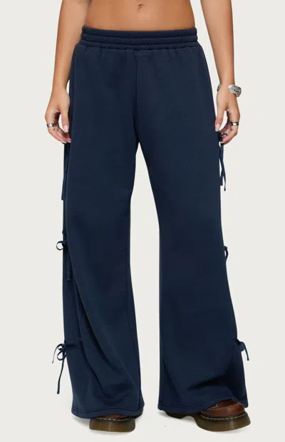 Edikted Claudette Ribbon Baggy Sweatpants In Blue