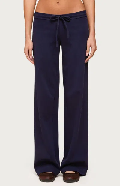 Edikted Baker Contrast Stripe Wide Leg Sweatpants In Blue