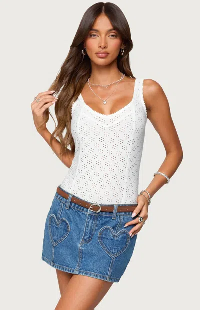Edikted Clementina Eyelet Bodysuit In White