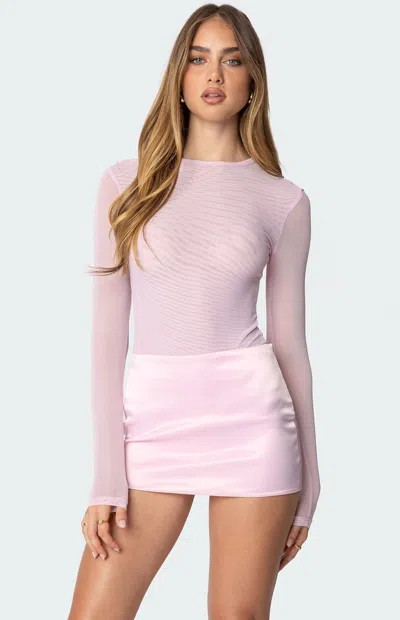 Edikted Clio Mesh Bodysuit In Light-pink