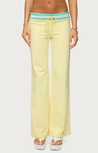 Edikted Women's Clioh Contrast Waist Sweatpants In Yellow