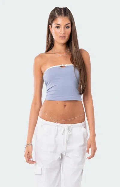 Edikted Women's Colby Belted Tube Top In Blue