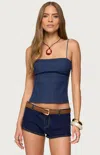 Edikted Conley Backless Denim Top In Blue