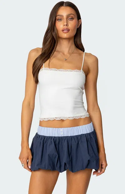 Edikted Cruella Lace Trim Tank Top In White