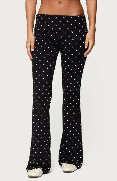 Edikted Daliya Polka Dot Fold Over Pants In Black