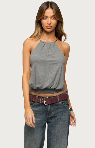 Edikted Damarey Chain Backless Halter Top In Gray
