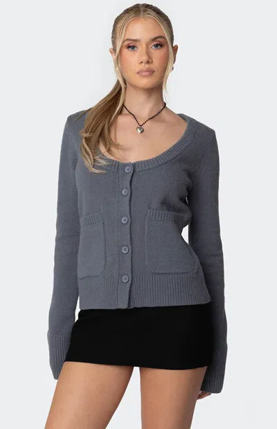 Edikted Women's Daphnee Knit Cardigan In Gray