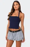 Edikted Dara Crop Halter Top In Navy