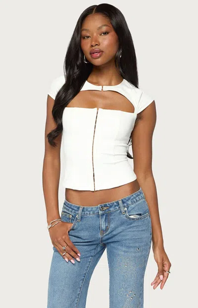 Edikted Women's Dava Hook & Eye Cutout Corset In White