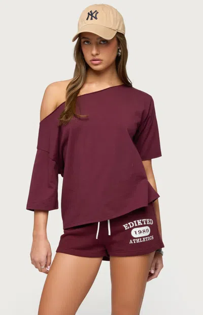 Edikted Davida Off The Shoulder Top In Burgundy