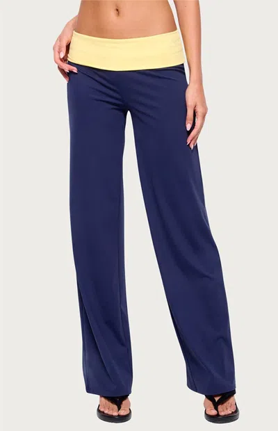 Edikted Women's Dayna Contrast Foldover Straight Leg Pants In Navy
