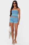 Edikted Daytona Gradient Knit Fold Over Shorts In Blue