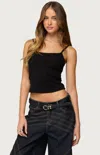 Edikted Deanna Stretch Cotton Crop Tank In Black