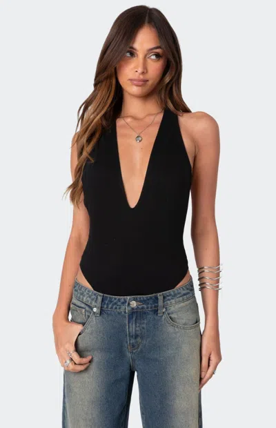 Edikted Women's Deep V Backless Bodysuit In Black