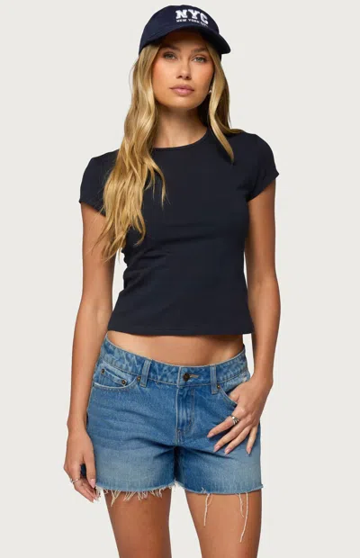 Edikted Delvina Crop T-shirt In Blue
