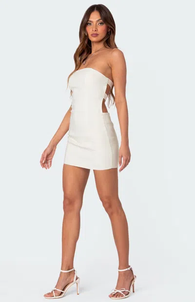 EDIKTED WOMEN'S DEVA BELTED BACK MINI DRESS IN CREAM