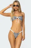 Edikted Dini Striped Bandeau Bikini Top In Black