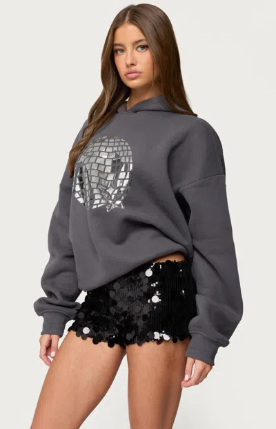 Edikted Disco Ball Cotton Blend Hoodie In Gray