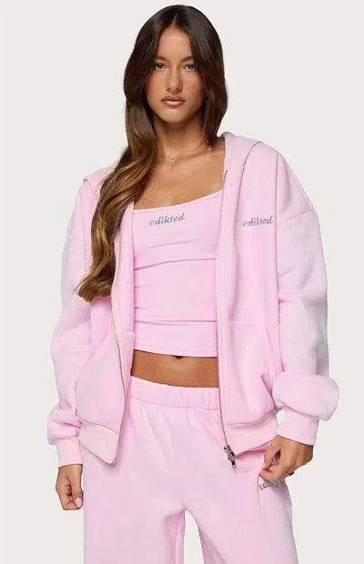 Edikted Women's Diva Zip Up Hoodie In Light Pink