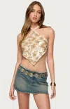 Edikted Dixie Backless Sequin Triangle Top In White