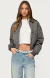 Edikted Dolan Ruched Oversized Bomber Jacket In Gray