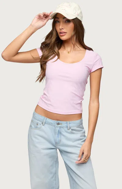 Edikted Dolores Scoop Neck T-shirt In Pink