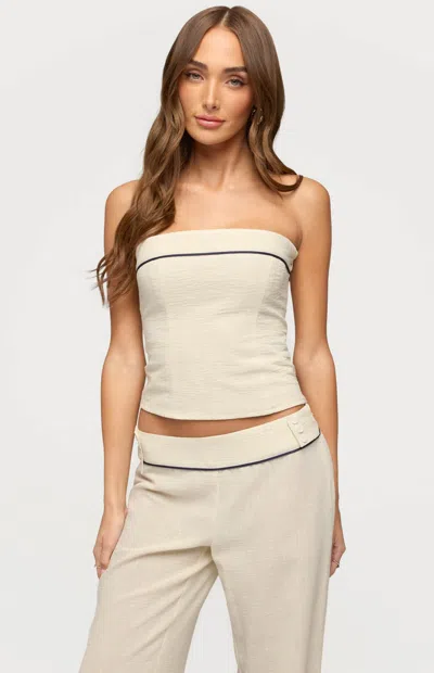 Edikted Women's Dorine Contrast Woven Strapless Top In Cream In Neutral