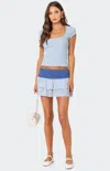 Edikted Double Gingham Ruffled Mini Skirt In Blue