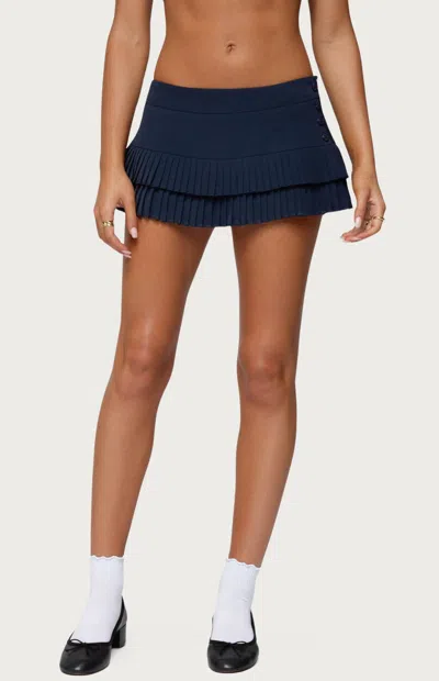 Edikted Women's Double Pleated Mini Skort In Navy In Blue