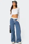 Edikted Drawstring Boxer Detail Jeans In Blue