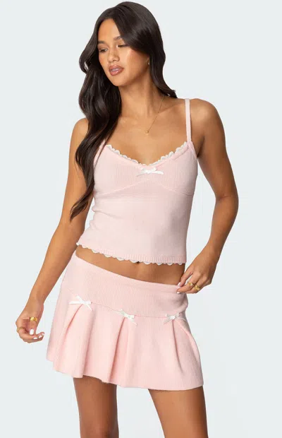 Edikted Women's Easter Knit Tank Top In Light Pink
