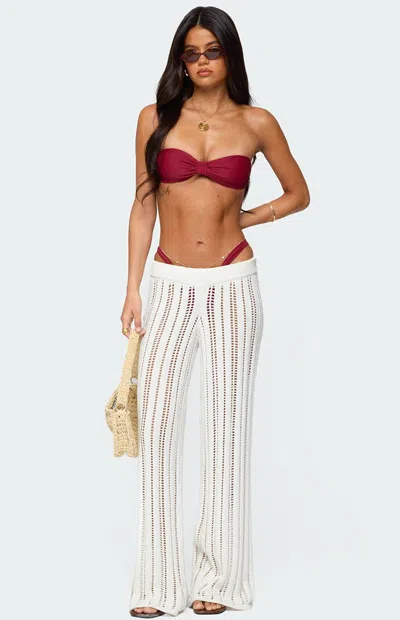 Edikted Women's Echo Ladder Knit Pants In Cream In White