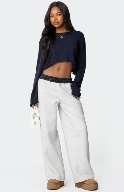Edikted Women's  Contrast Embroidered Sweatpants In Heather Grey In Gray