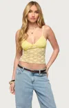 Edikted Eira Sheer Lace Tank Top In Yellow, Women's At Urban Outfitters