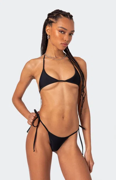 EDIKTED WOMEN'S ELORA MICRO TRIANGLE BIKINI TOP IN BLACK