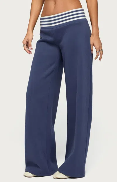 Edikted Eloura Stripe Waist Low Rise Sweatpants In Blue