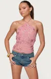 Edikted Beaded Sequin Open Back Halter Top In Pink