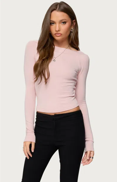 Edikted Embry Boat Neck Raglan Sleeve Top In Pink