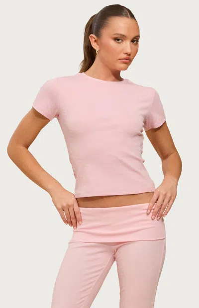 Edikted Emelia Fitted Stretch Cotton T-shirt In Pink