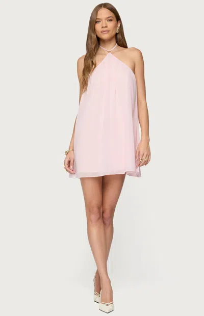 Edikted Emeline Backless Halter Mini Dress In Animal Print